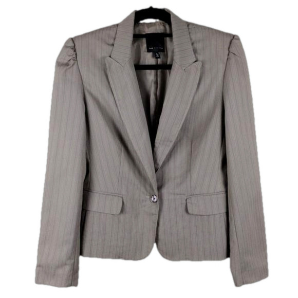 The Limited Taupe Pinstripe One Notched Single Breast Long Sleeve Blazer Jacket - Picture 1 of 16